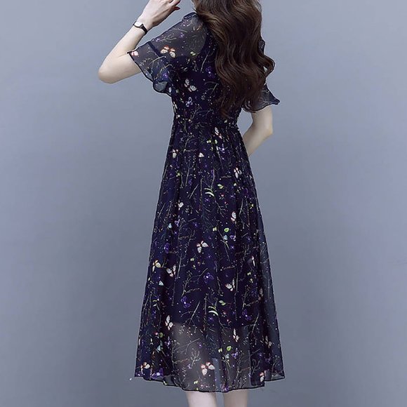 Flroal Print Long Sleeve Spring Women Dresses Wint - Picture 3 of 5